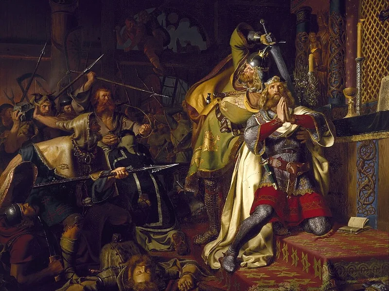 1816-Christian Albrecht von Benzon - La morte di Canuto IV di Danimarca nella chiesa di Sant'Albano (1086)